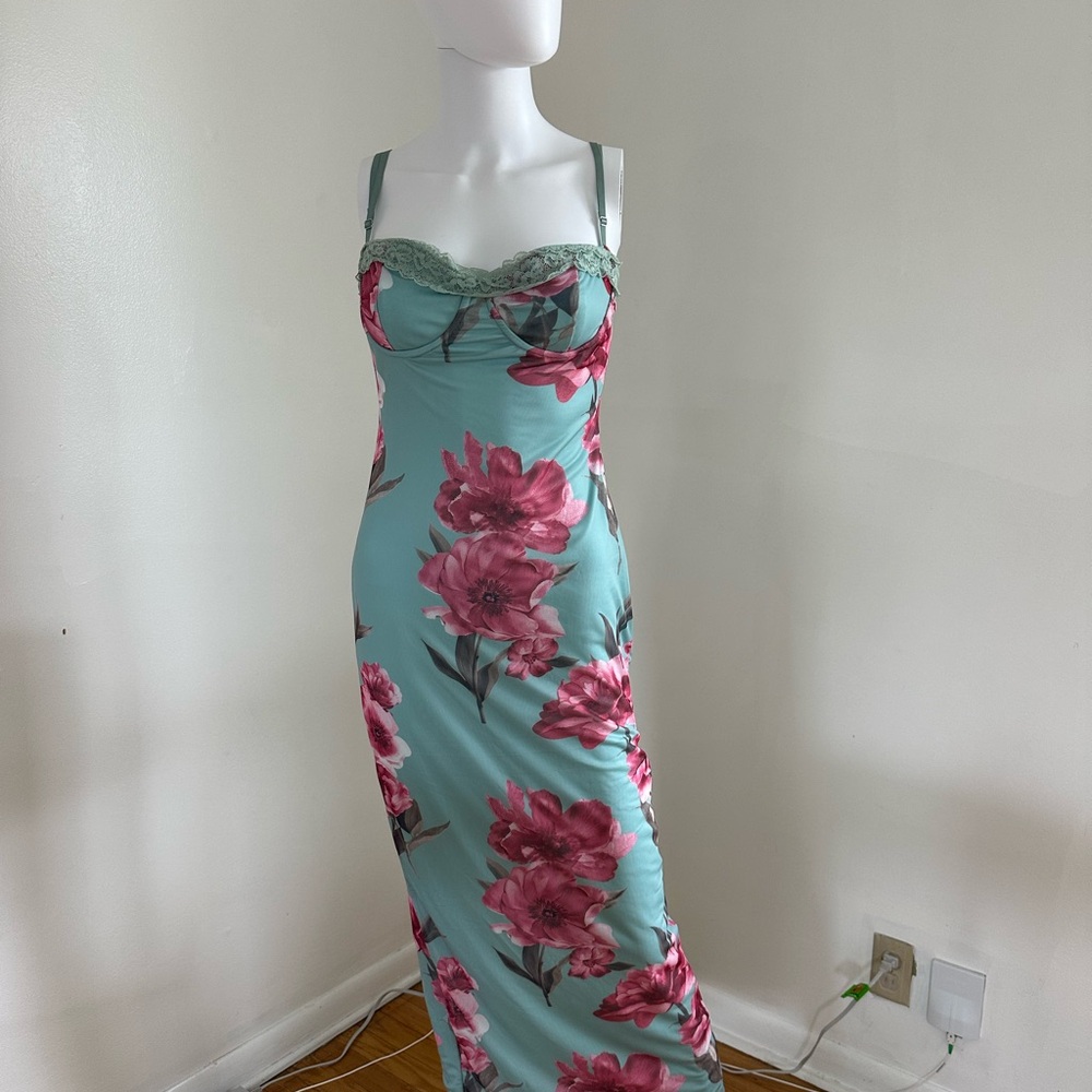 Floral Maxi Dress with Pink Flowers